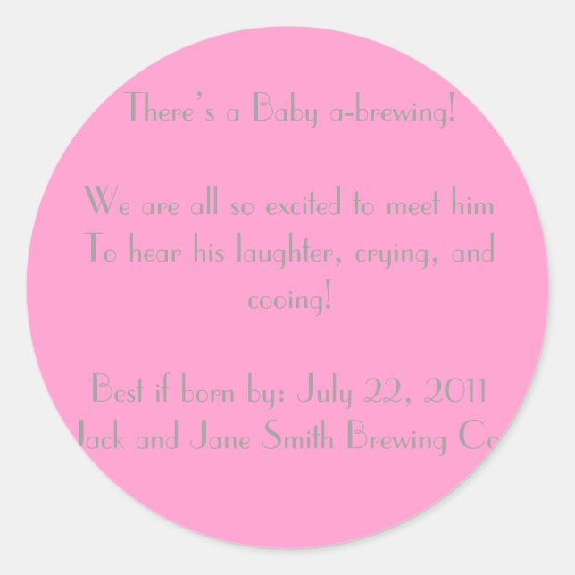 Sticker Rond C'est une fille ! thé baby shower (Devant)