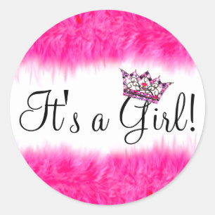 Sticker Rond  « C'est une fille ! » Tiara Bébé 