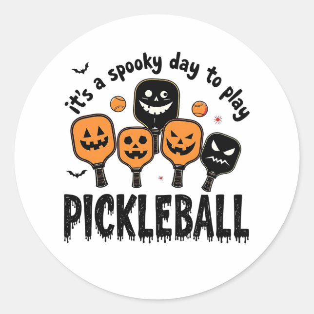 Sticker Rond C'est une journée Éffrayante pour jouer à Pickleba (Devant)
