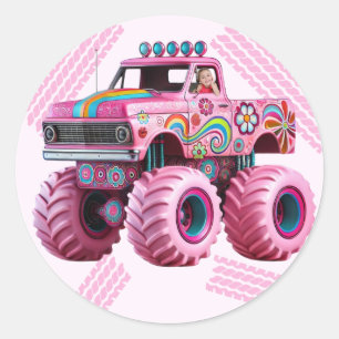 Sticker Rond C'est une photo personnalisée du Monster Truckin' 