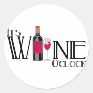 Sticker Rond C'est Wine O'clock
