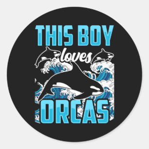 Sticker Rond Cet Amour Orcas Baleine de mer Orca Protéger