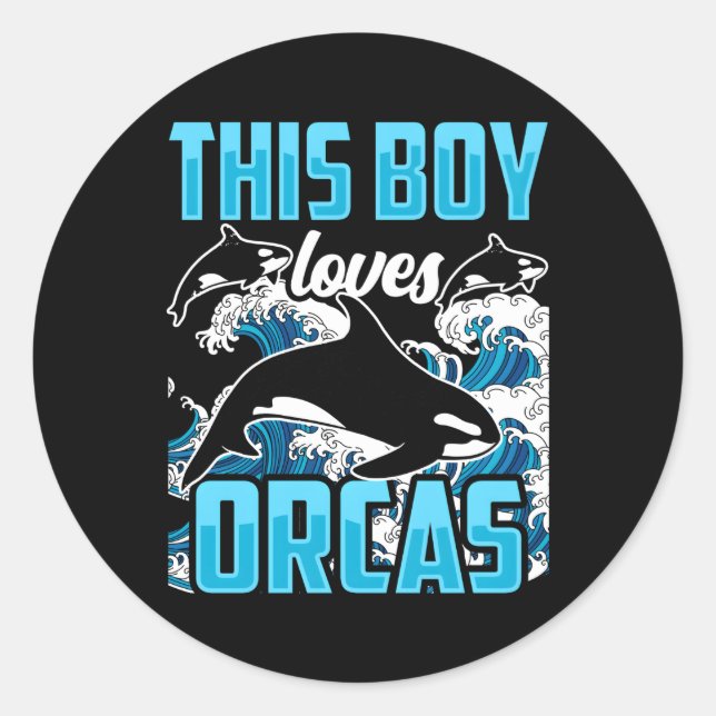Sticker Rond Cet Amour Orcas Baleine de mer Orca Protéger (Devant)