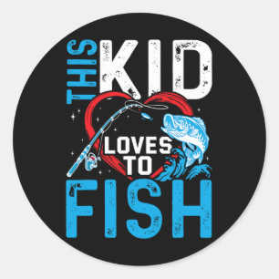 Sticker Rond Cet Enfant Aime Pêcher Les Garçons De Pêche