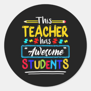 Sticker Rond Cet Enseignant A Des Étudiants Géniaux Puzzle Auti