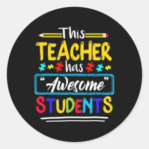 Sticker Rond Cet Enseignant A Des Étudiants Géniaux Puzzle Auti