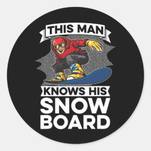 Sticker Rond Cet Homme Connaît Son Snowboard - Snowboard Snowbo