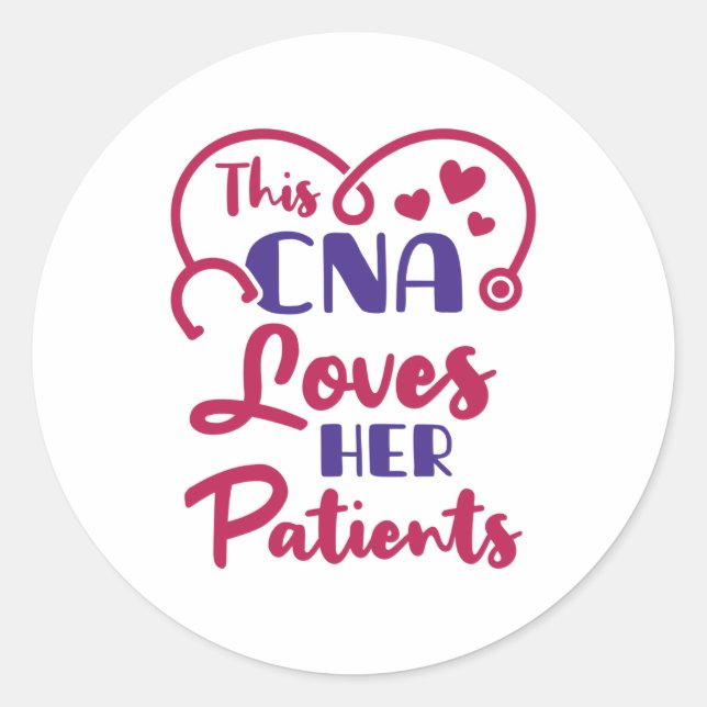 Sticker Rond Cette CNA aime ses patients Saint Valentin (Devant)