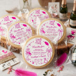 Sticker Rond Cette Épouse Est Une Faveur De Fête De Bachelorett<br><div class="desc">Préparez-vous à échanger les plumes contre un voile ! Célébrez la future mariée et son essentiel groupe d'amies dans le véritable esprit de Las Vegas avec ces autocollants personnalisés pour la fête d'enterrement de vie de jeune fille. Avec une illustration chic et rétro d'une girl dans un verre à martini,...</div>