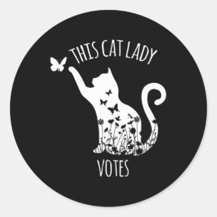 Sticker Rond Cette Femme Au Chat Vote Les Dames Votent Kamala