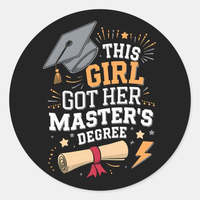Sticker Rond Cette fille a obtenu son diplôme de master (Devant)