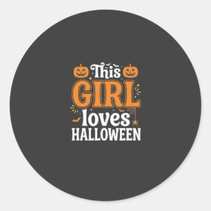 Sticker Rond Cette fille adore la typographie Halloween SVG Des