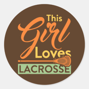 Sticker Rond Cette Fille Aime Lacrosse Player Stick