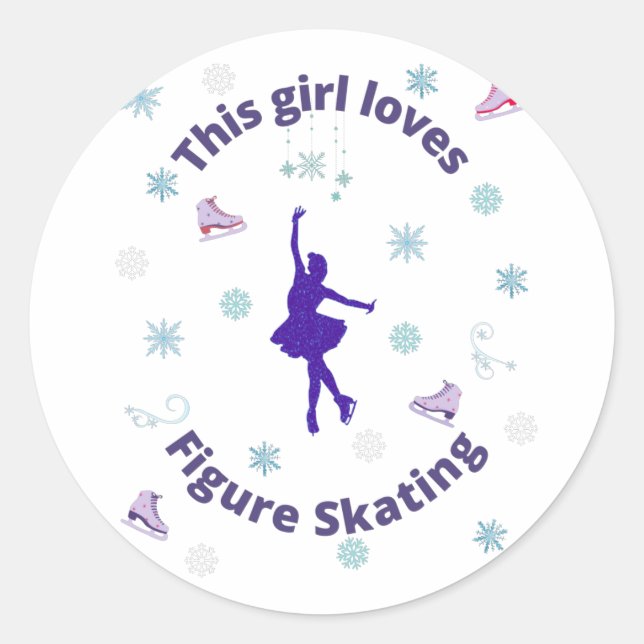 Sticker Rond Cette Fille Aime Le Patinage Artistique (Devant)