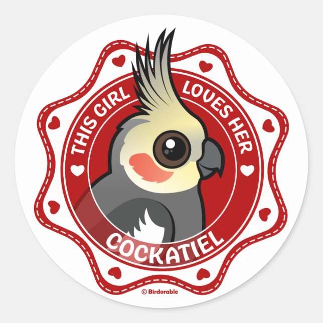 Sticker Rond Cette Fille Aime Son Cockatiel (Devant)