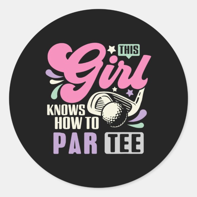 Sticker Rond Cette fille sait comment par tee drôle de golf lai (Devant)