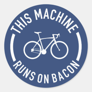 Sticker Rond Cette Machine Fonctionne Sur Bacon