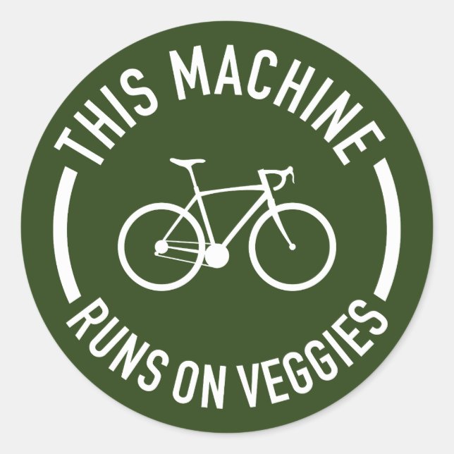 Sticker Rond Cette Machine Fonctionne Sur Un Vélo Légume (Devant)