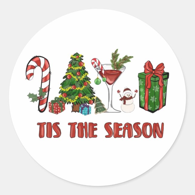 Sticker Rond Cette Saison Joyeux Noël (Devant)