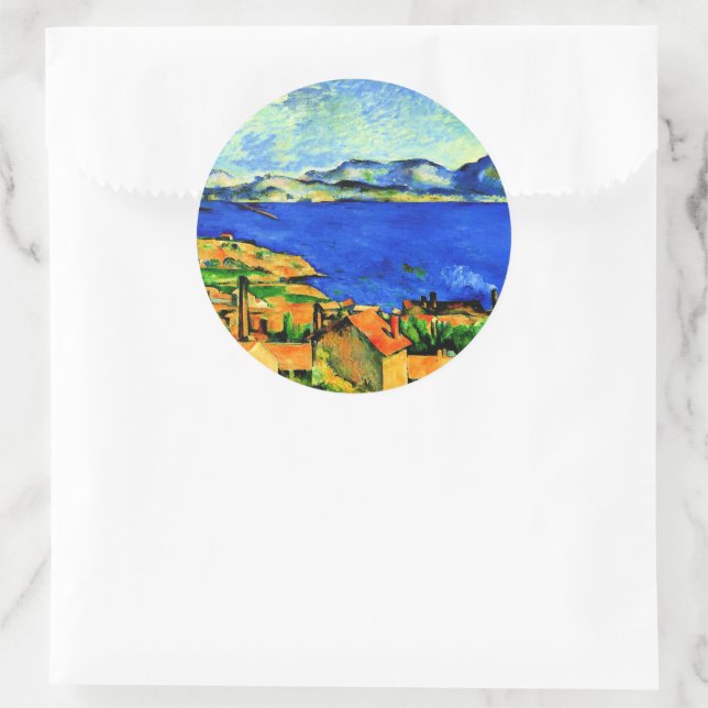 Sticker Rond Cezanne - Gulf of Marseille, popular artwork, (Sac)