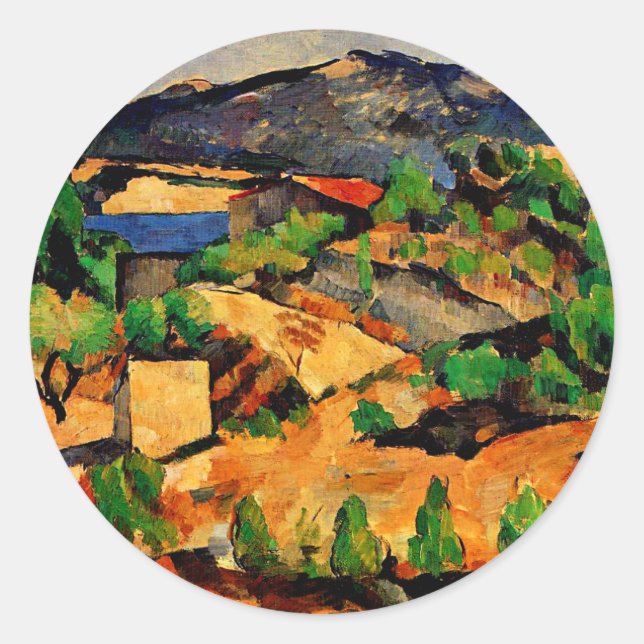 Sticker Rond Cezanne - Montagnes vues de l'Estaque Carré (Devant)