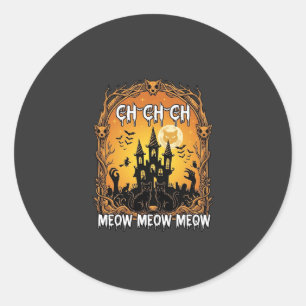 Sticker Rond Ch Meow Château Hanté Halloween_1