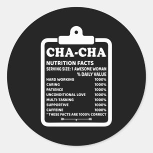 Sticker Rond Cha-Cha Faits nutritionnels Grand-mère