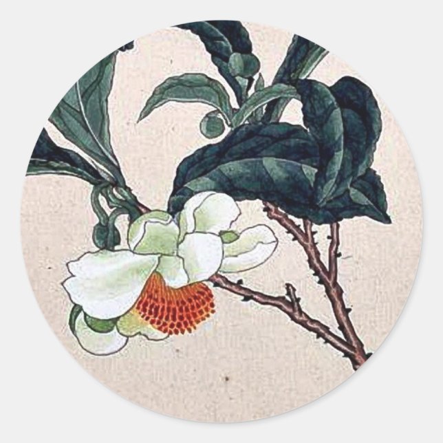 Sticker Rond Cha (thé) Ukiyo-e. (Devant)