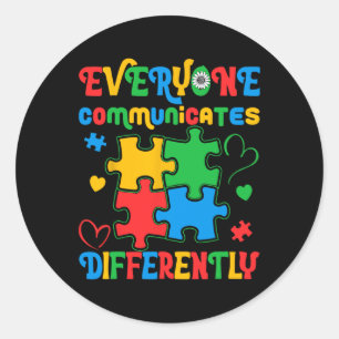 Sticker Rond Chacun communique une Sensibilisation sur l'autism