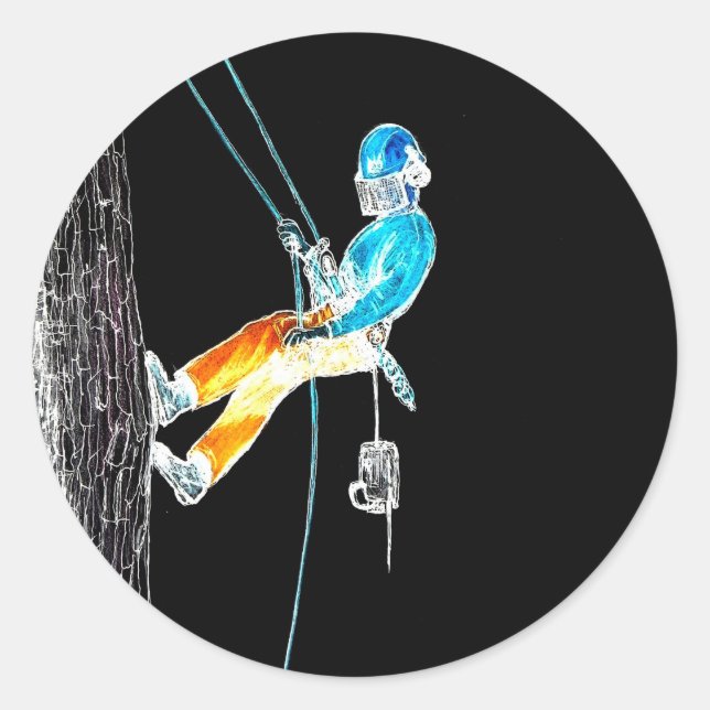 Sticker Rond Chaîne d'arboriste de l'électricien (Devant)