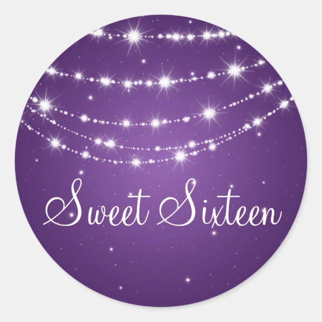 Sticker Rond Chaîne de sweet sixteen mousseux violet (Devant)