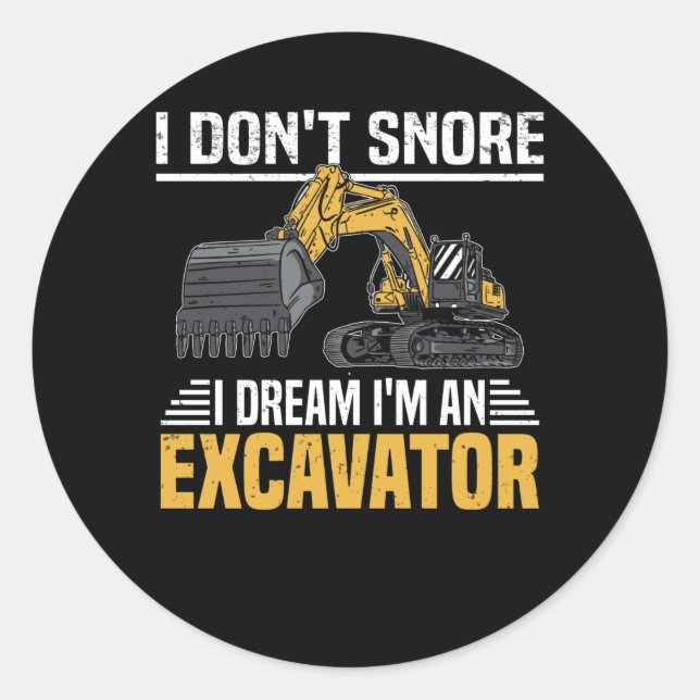 Sticker Rond Chaîne Excavateur Excavateur Apologie Construction (Devant)
