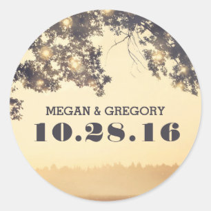 Sticker Rond Chaîne Lights Branches de l'arbre Mariage rustique