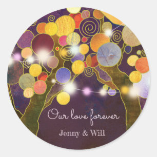 Sticker Rond Chaîne Lumière Aimer Arbres Mariage Faveur
