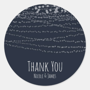 Sticker Rond Chaîne moderne élégante de lumières Blue Celebrati