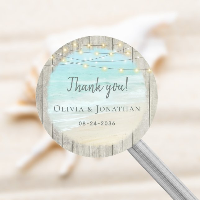 Sticker Rond Chaîne Rustique en bois éclaire Mariage de plage (Créateur téléchargé)