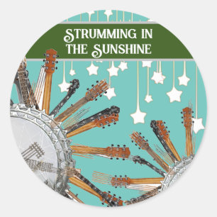 STICKER ROND CHAÎNES DE GUITARE AU SOLEIL