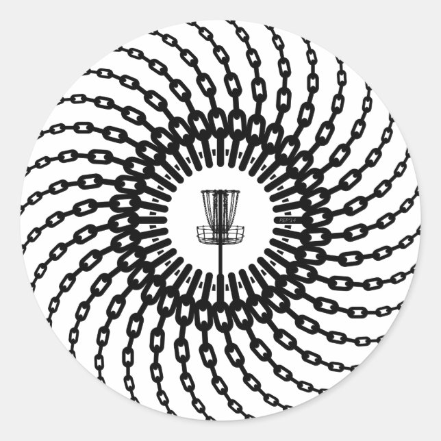 Sticker Rond Chaînes de panier de golf sur disque (Devant)