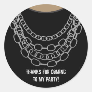 Sticker Rond Chaînes en argent Danse hip hop noire Fête d'anniv