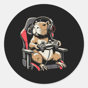 Sticker Rond Chaise de jeu Capyra Casque Gamer Capy Hommes Garç