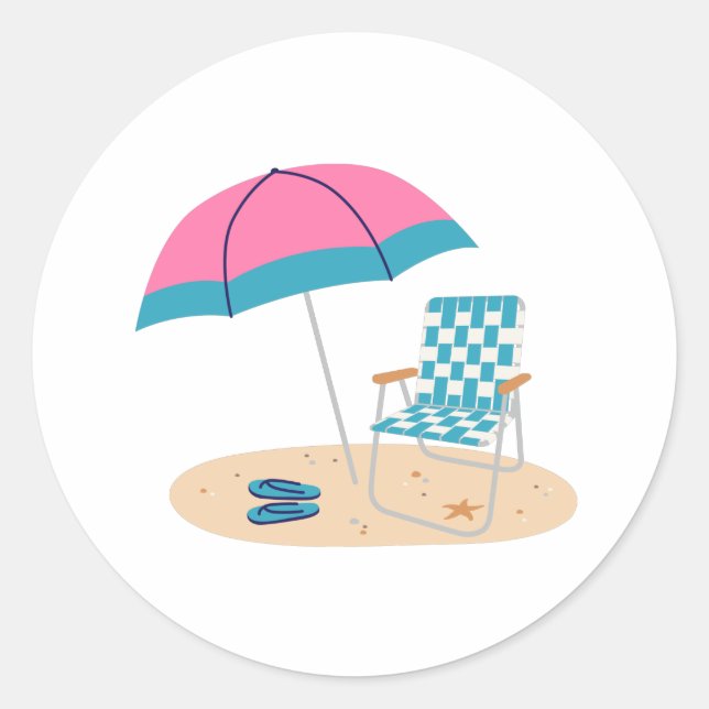 Sticker Rond Chaise de plage (Devant)