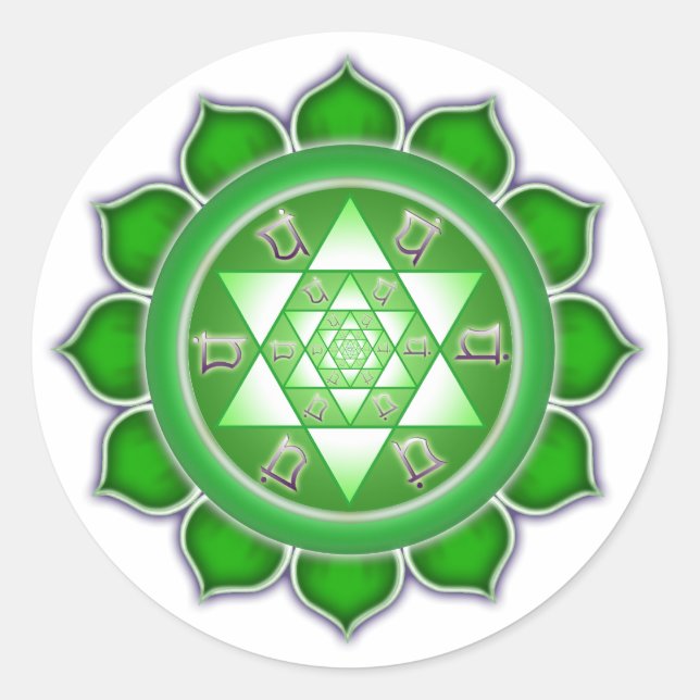 Sticker Rond Chakra cardiaque - Fleur fractale (Devant)