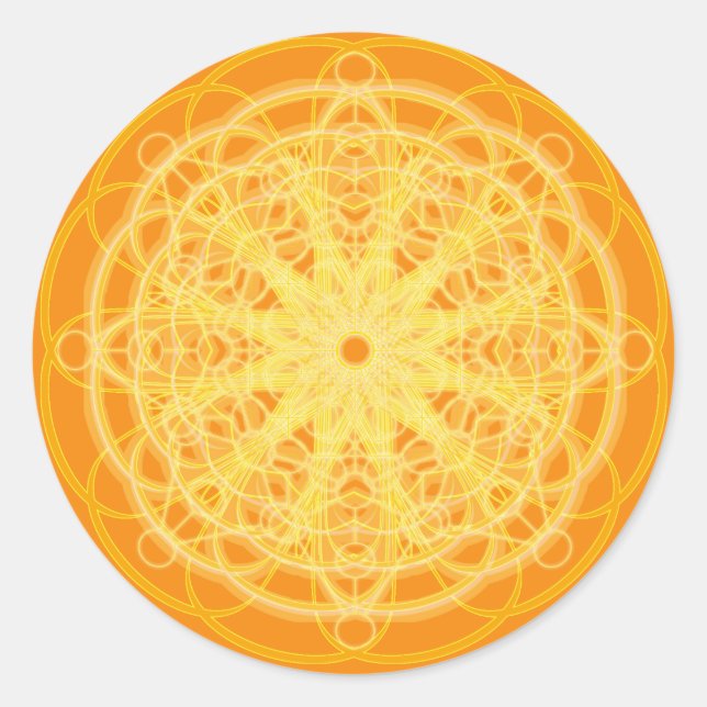 Sticker Rond Chakra Mandala Géométrie Sacrée Bright Orange (Devant)