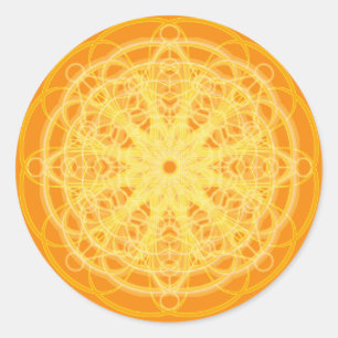 Sticker Rond Chakra Mandala Géométrie Sacrée Bright Orange