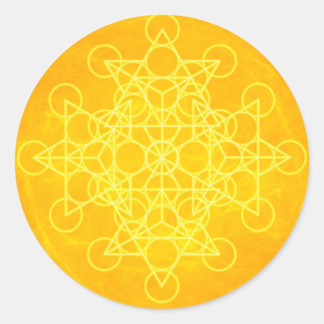 Sticker Rond Chakra Mandala Géométrie Sacrée Jaune Lumineux (Devant)