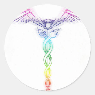 Sticker Rond Chakra Rainbow Caduceus