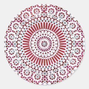Sticker Rond chakra rouge cercle mosaïque