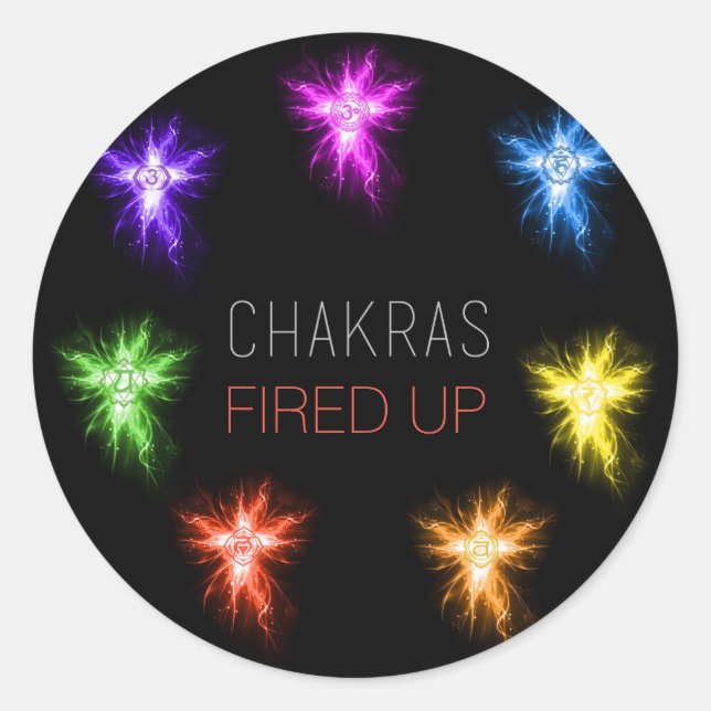 Sticker Rond Chakras mis en feu (Devant)