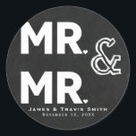 Sticker Rond Chalk Chalkboard M. & MR Fiançailles Mariage gay<br><div class="desc">Customisez avec tout texte. Correspondance d'objets dans mon magasin.</div>