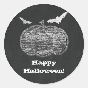 Sticker Rond Chalk Citrouille Chalkboard Halloween Fête Favoris
